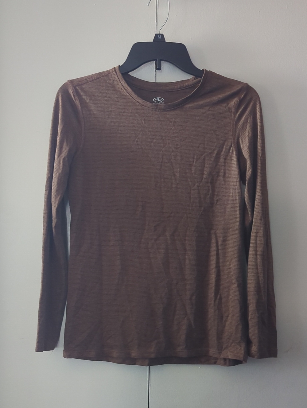 Athletic Works Chocolate Brown Ribbed Crewneck Top